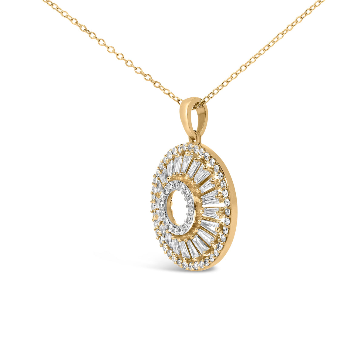 1 1/6 ct Diamond Sunburst Medallion Pendant Necklace in 14K Gold-Plated Silver