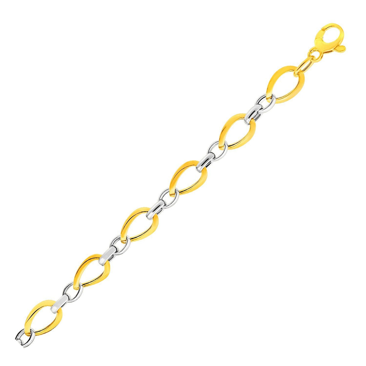 14K Two-Tone Gold Twisted Oval Link Bracelet