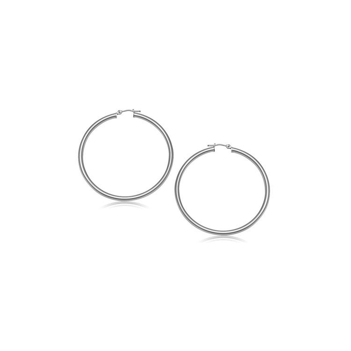 10K White Gold Polished Hoop Earrings