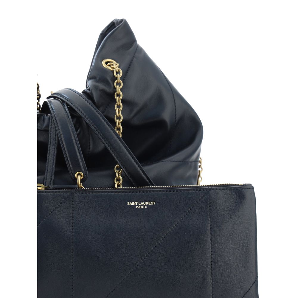 Saint Laurent Pochon Bucket Bag Black Lambskin
