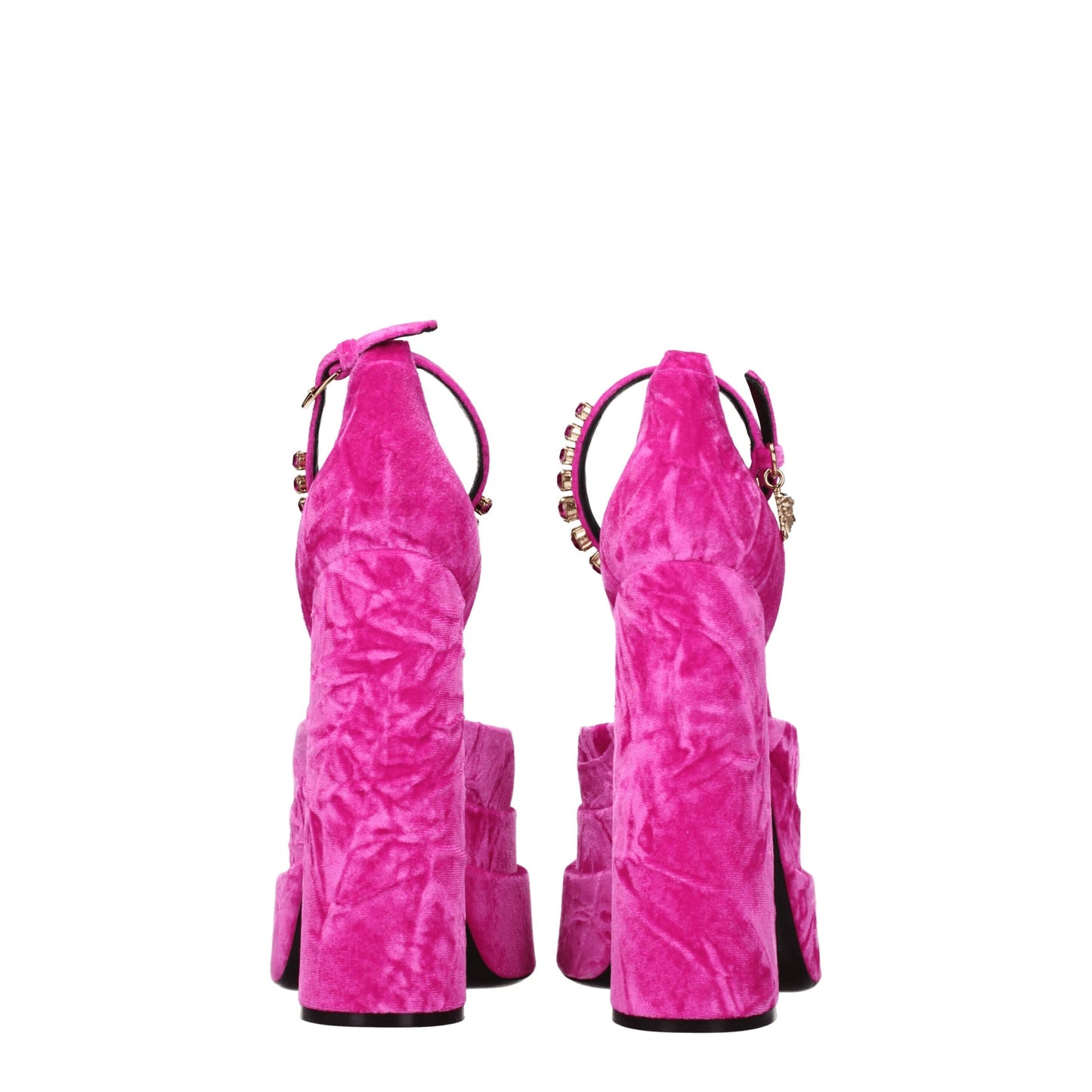 Versace Medusa Aevitas Fuchsia Velvet Platform Pumps