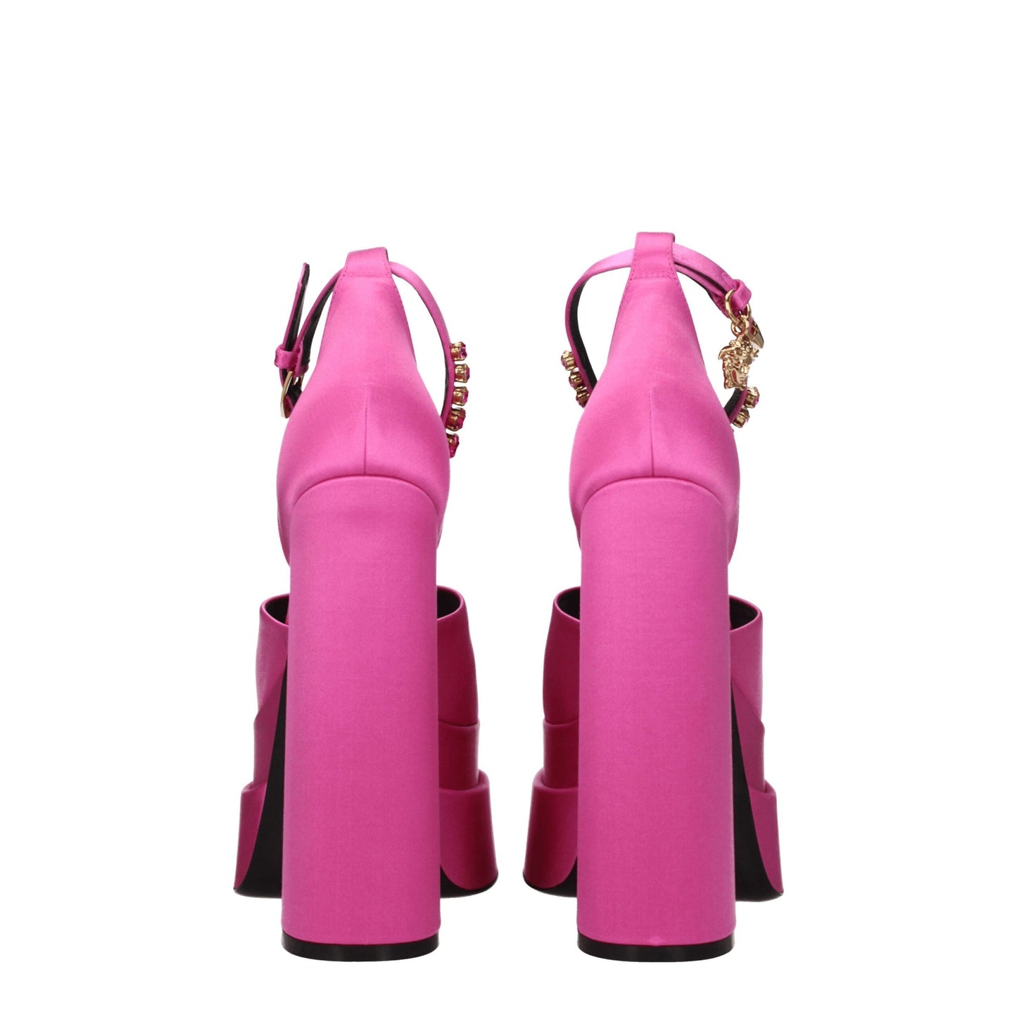Versace Aevitas Fuchsia Satin Platform Sandals