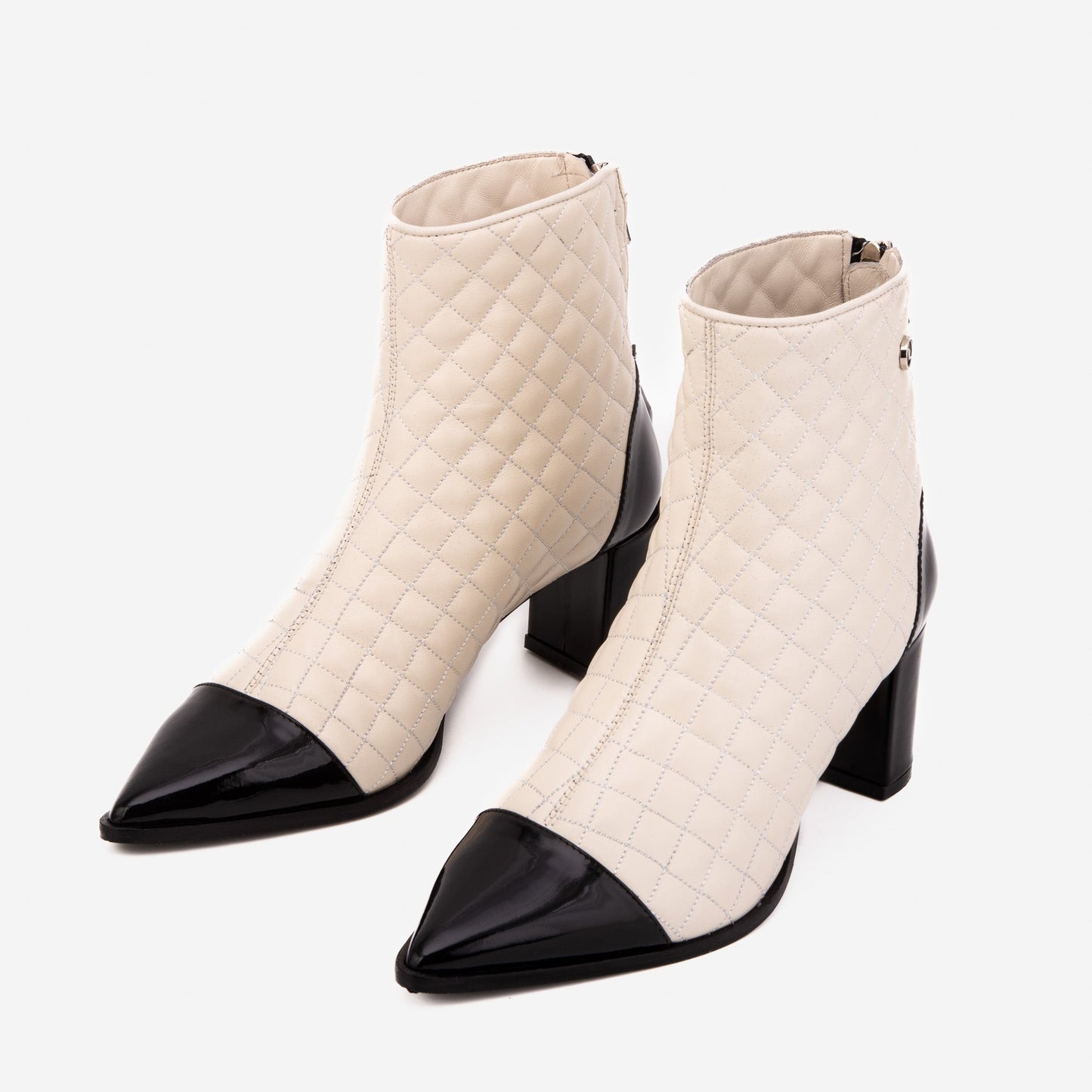 The Celeste Cream & Black Quilted Leather Women’s Boot