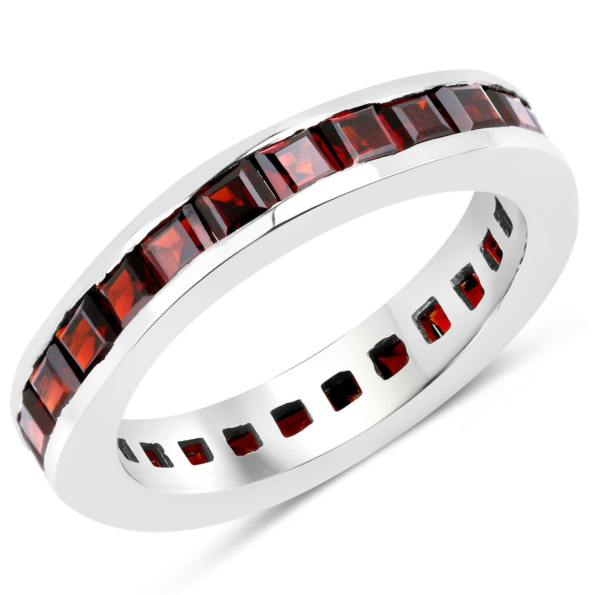 Sterling Silver 4.68 Carat Garnet Square Ring