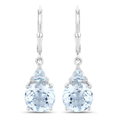 Sterling Silver Blue Topaz and Swiss Blue Topaz Dangle Earrings