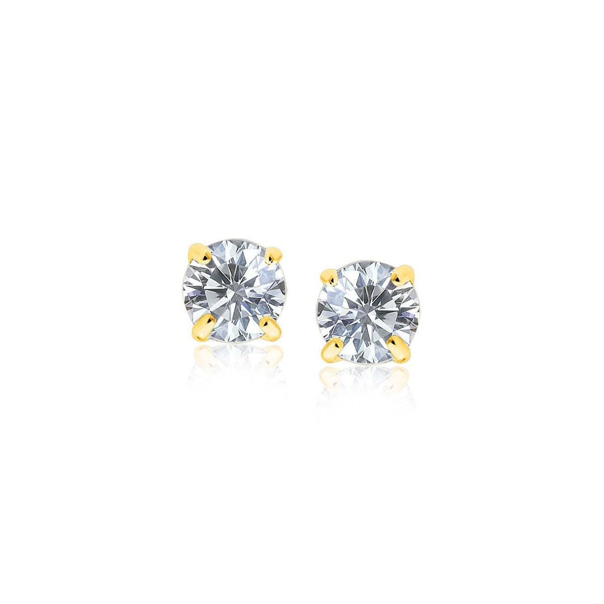 14K Yellow Gold Cubic Zirconia Stud Earrings