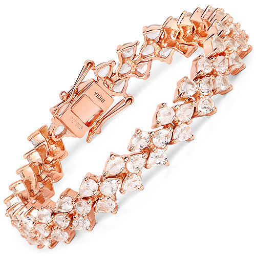 Rose Gold Plated Sterling Silver Morganite Tennis Bracelet