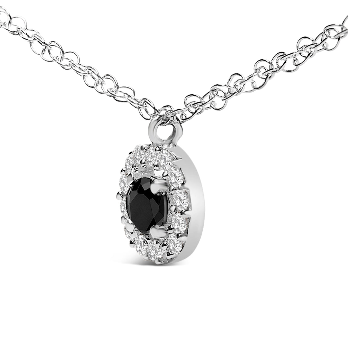 Black and White Diamond Halo Three-Station Necklace