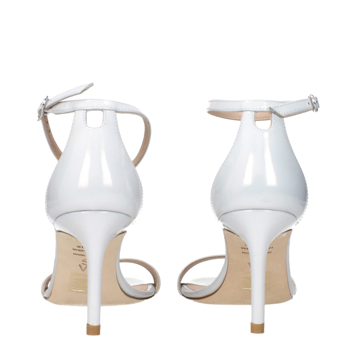 Stuart Weitzman Nudistia White Leather Stiletto Sandals