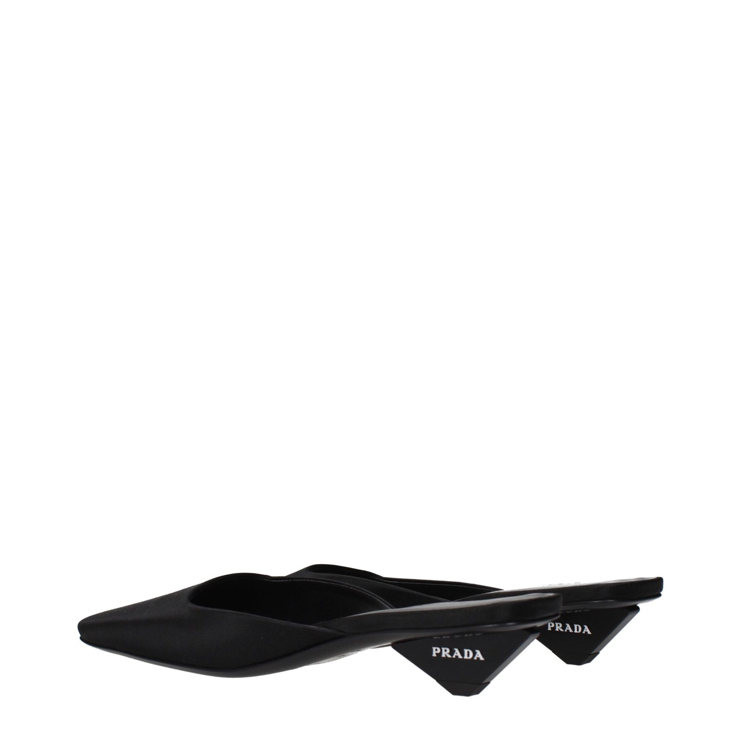 Prada Black Satin Logo Flat Sandals