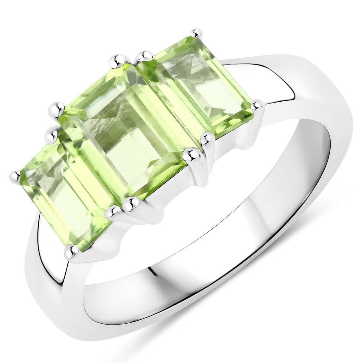 Sterling Silver Peridot Three-Stone Ring