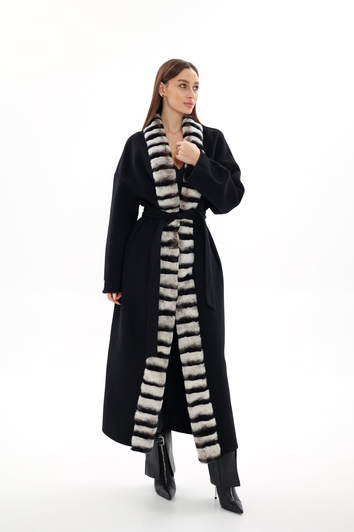 French Orylag Fur Italian Cashmere Wool Coat