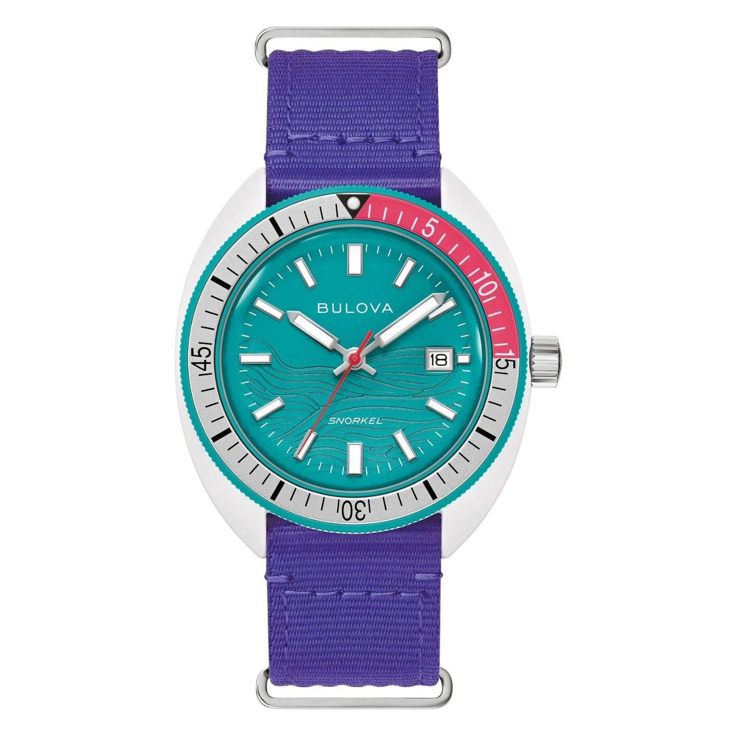 Bulova Snorkel Teal Dial Nylon Strap Watch
