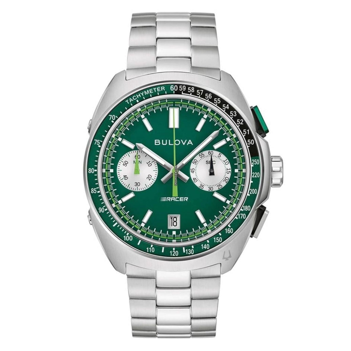 Bulova Racer Green Dial Stainless Steel Watch