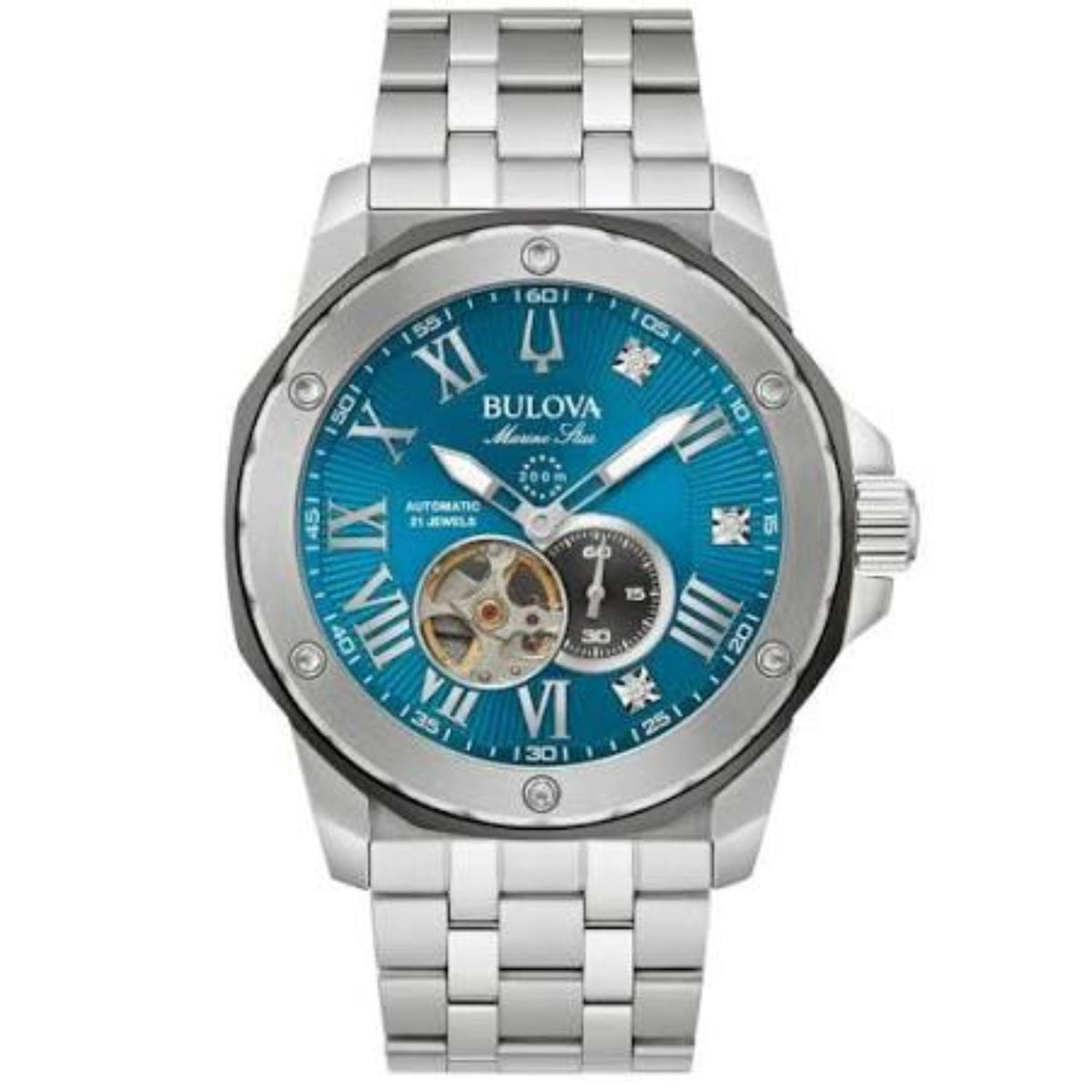 Stainless Steel Marine Star Automatic Watch, Blue Dial
