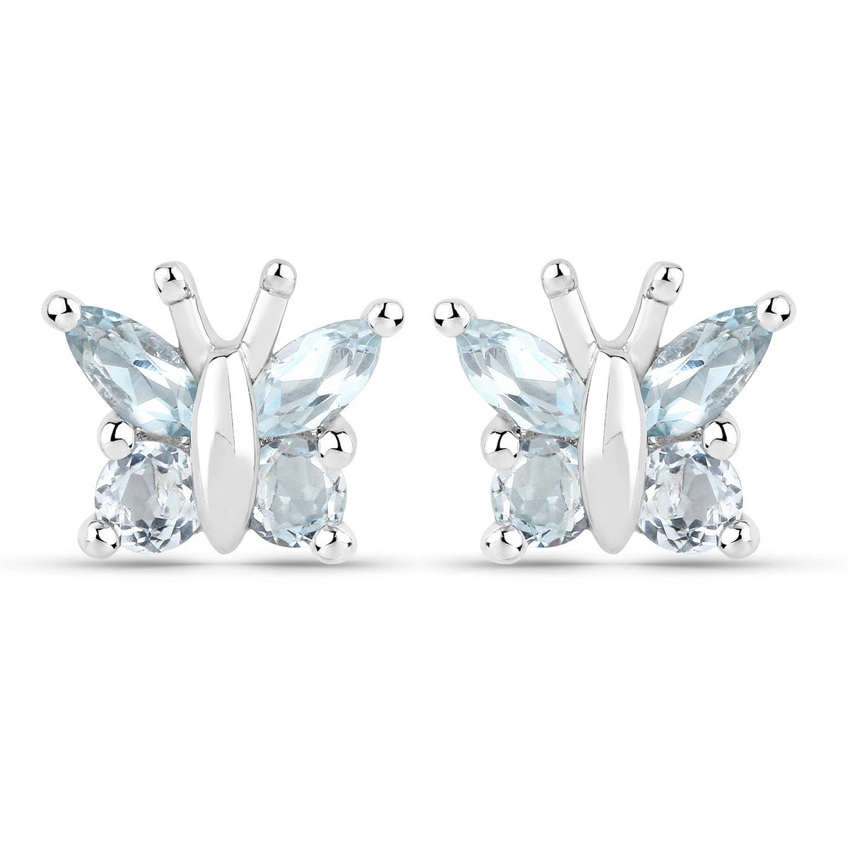 Sterling Silver 1.12 Carat Blue Topaz Stud Earrings
