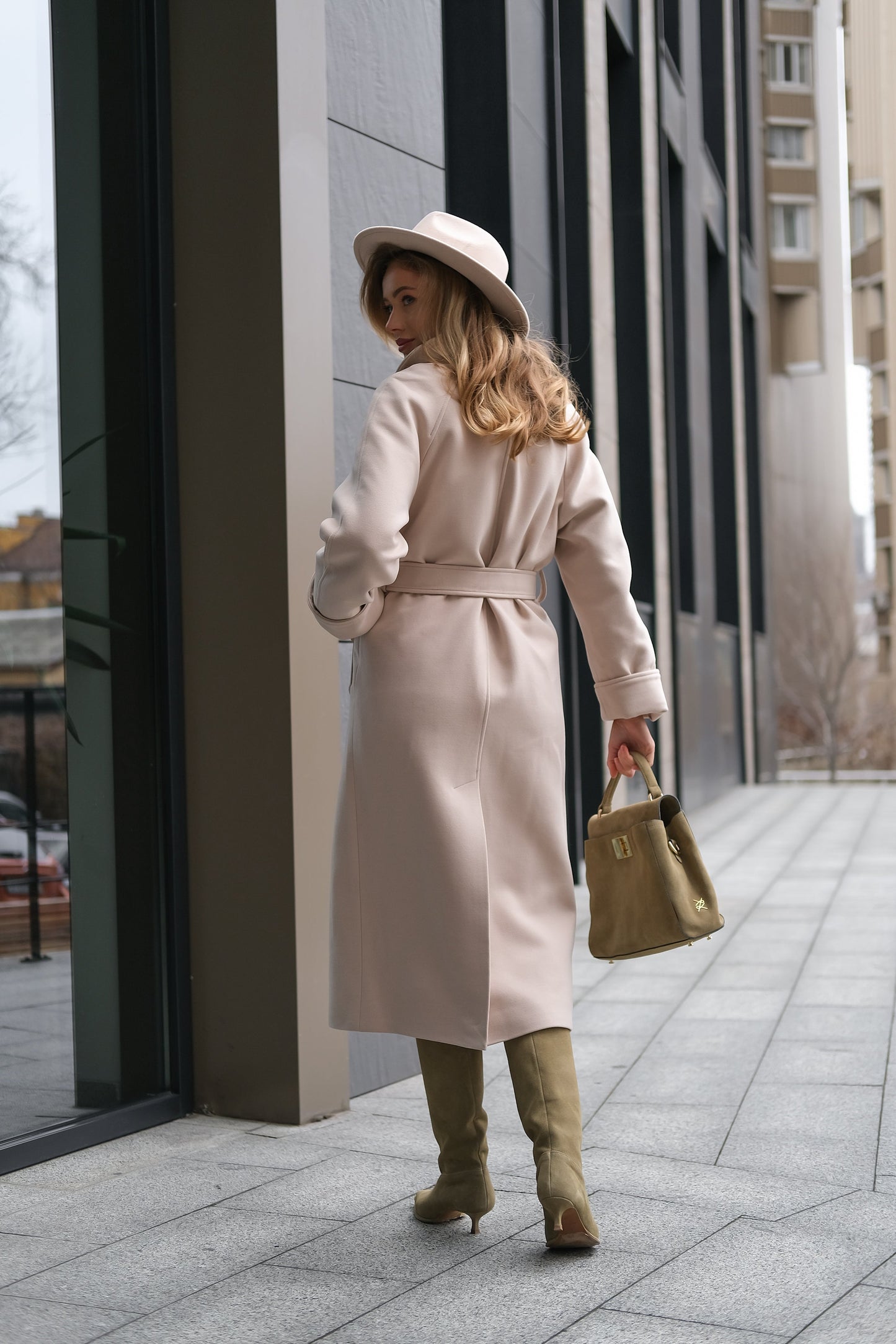 Emily Classic Wool Blend Overcoat Ivory