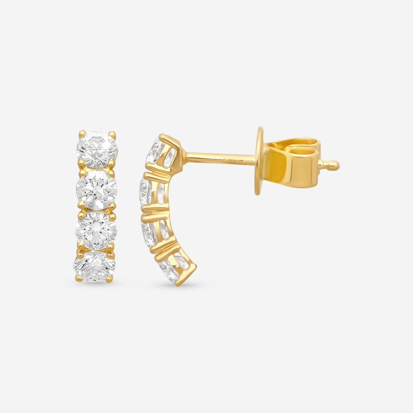 SIGNED PIECES GROUP Memoire Essentials 18K Yellow Gold Diamond Half Huggie Earrings CEDD208