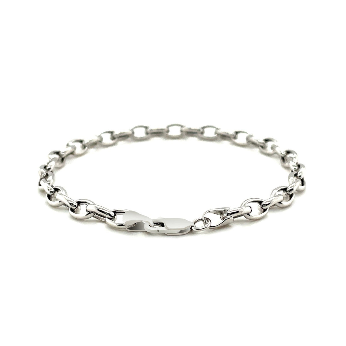 14K White Gold Oval Rolo Bracelet