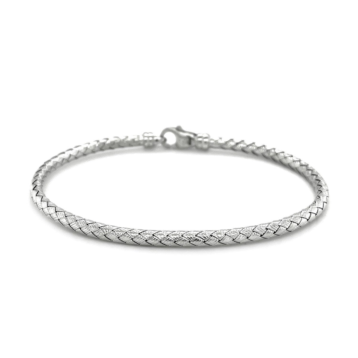 14K White Gold Weave Bangle Bracelet