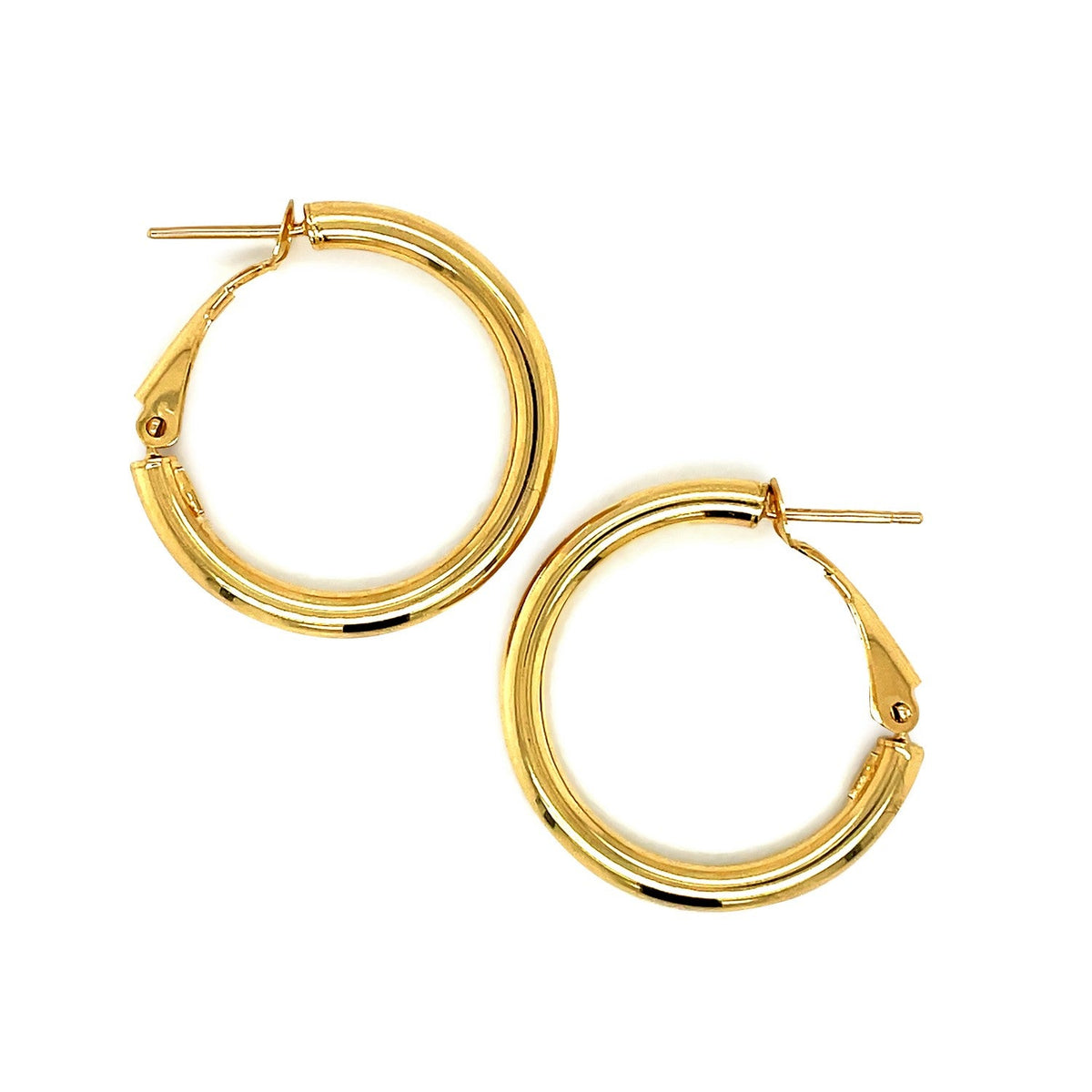 14K Yellow Gold High Polish Hoop Earrings