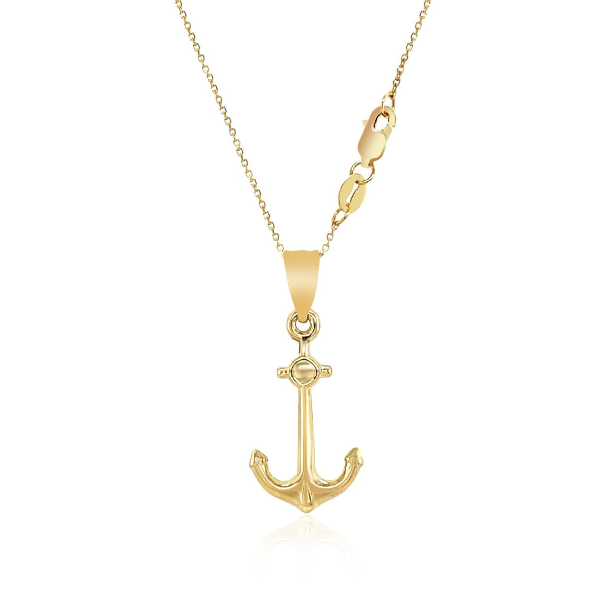 14K Yellow Gold Anchor Pendant Necklace