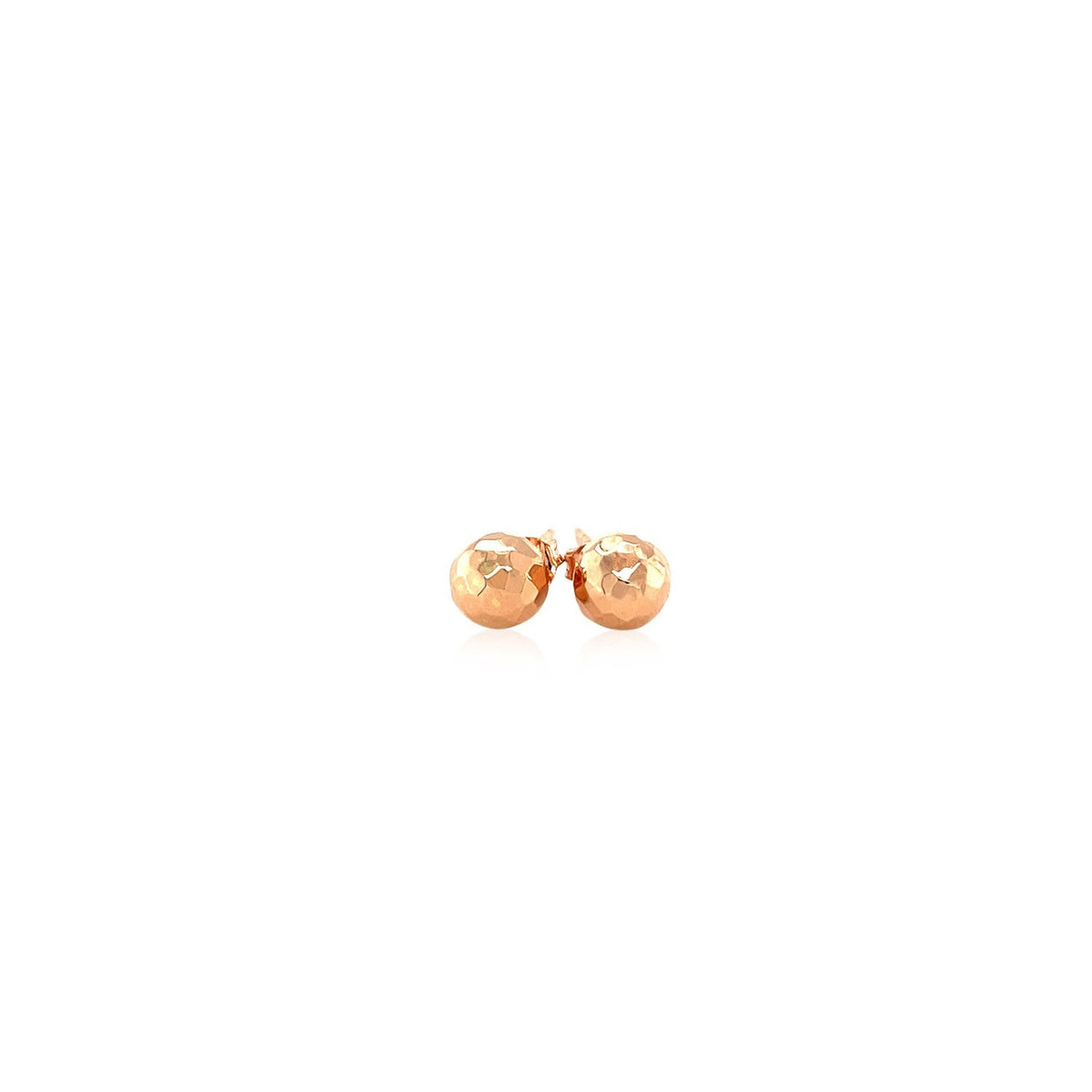 14K Rose Gold Round Faceted Stud Earrings