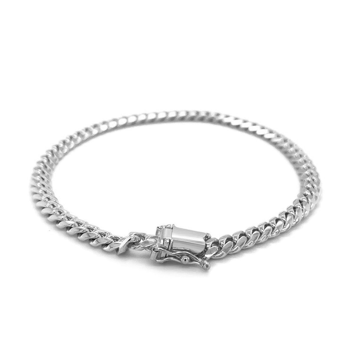 14K White Gold Miami Cuban Link Bracelet
