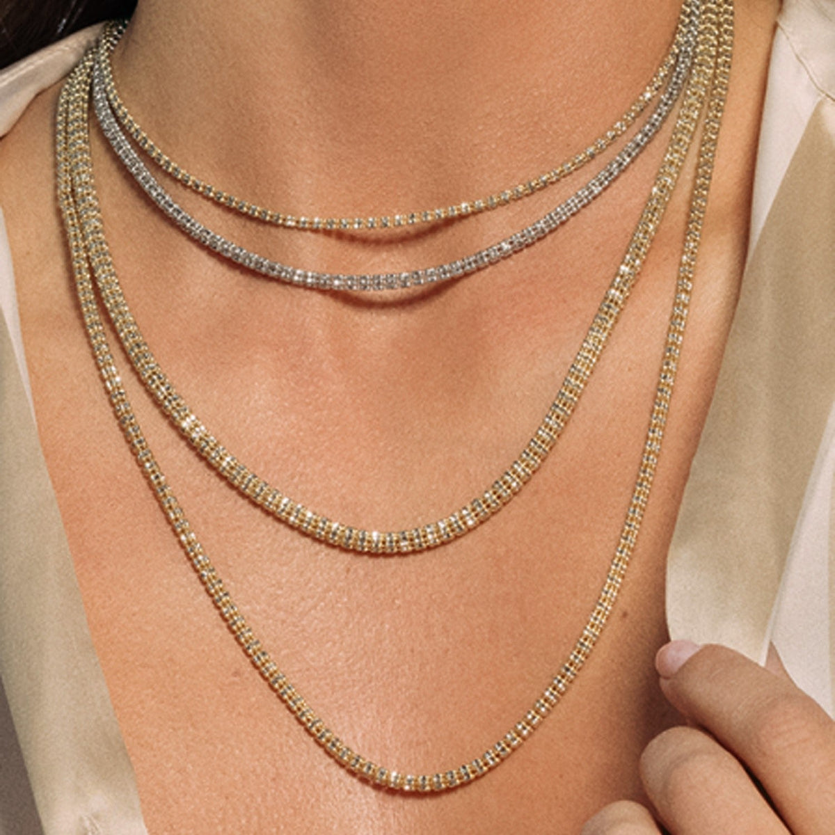 14K Yellow Gold Ice Barrel Link Chain