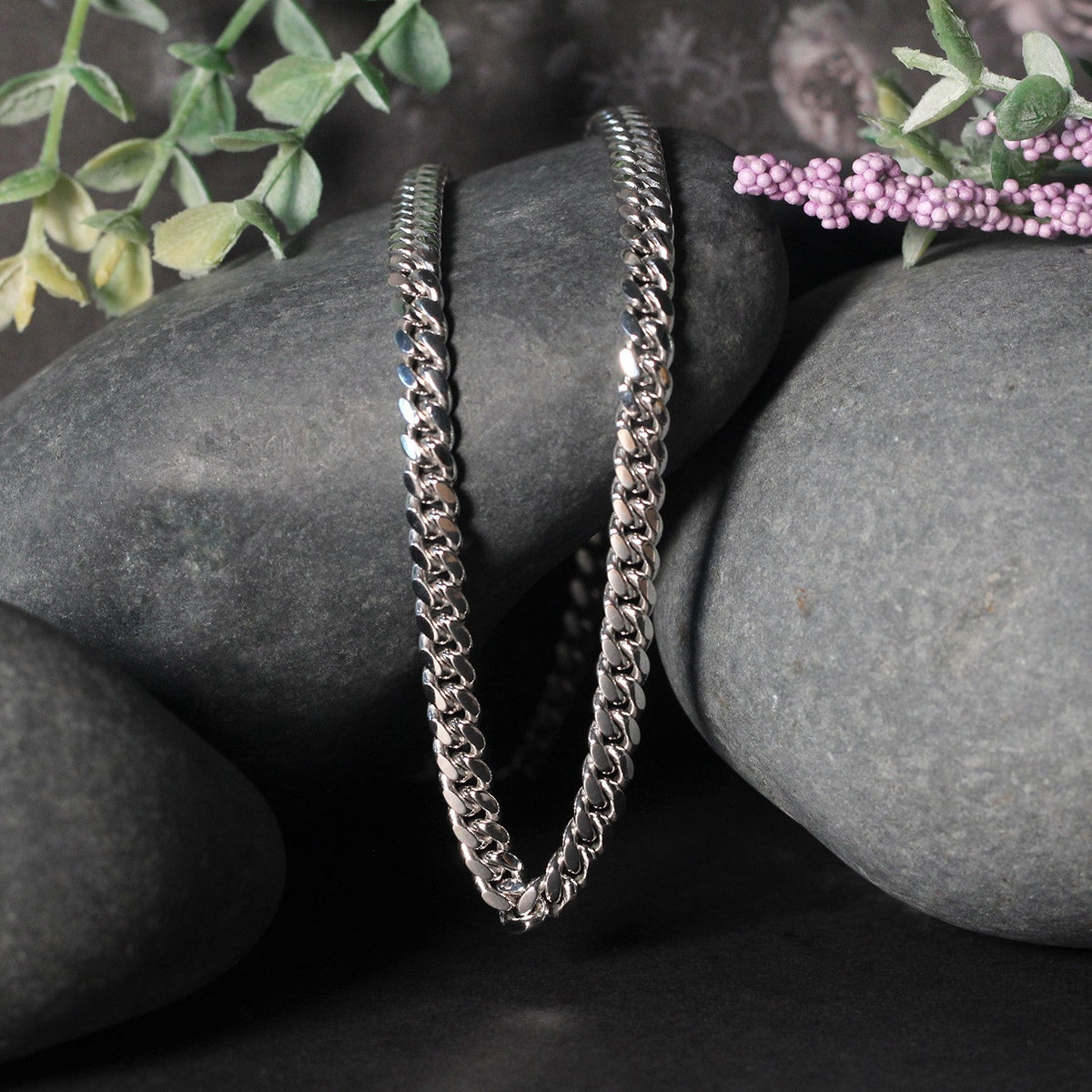 14K White Gold Miami Cuban Solid Chain