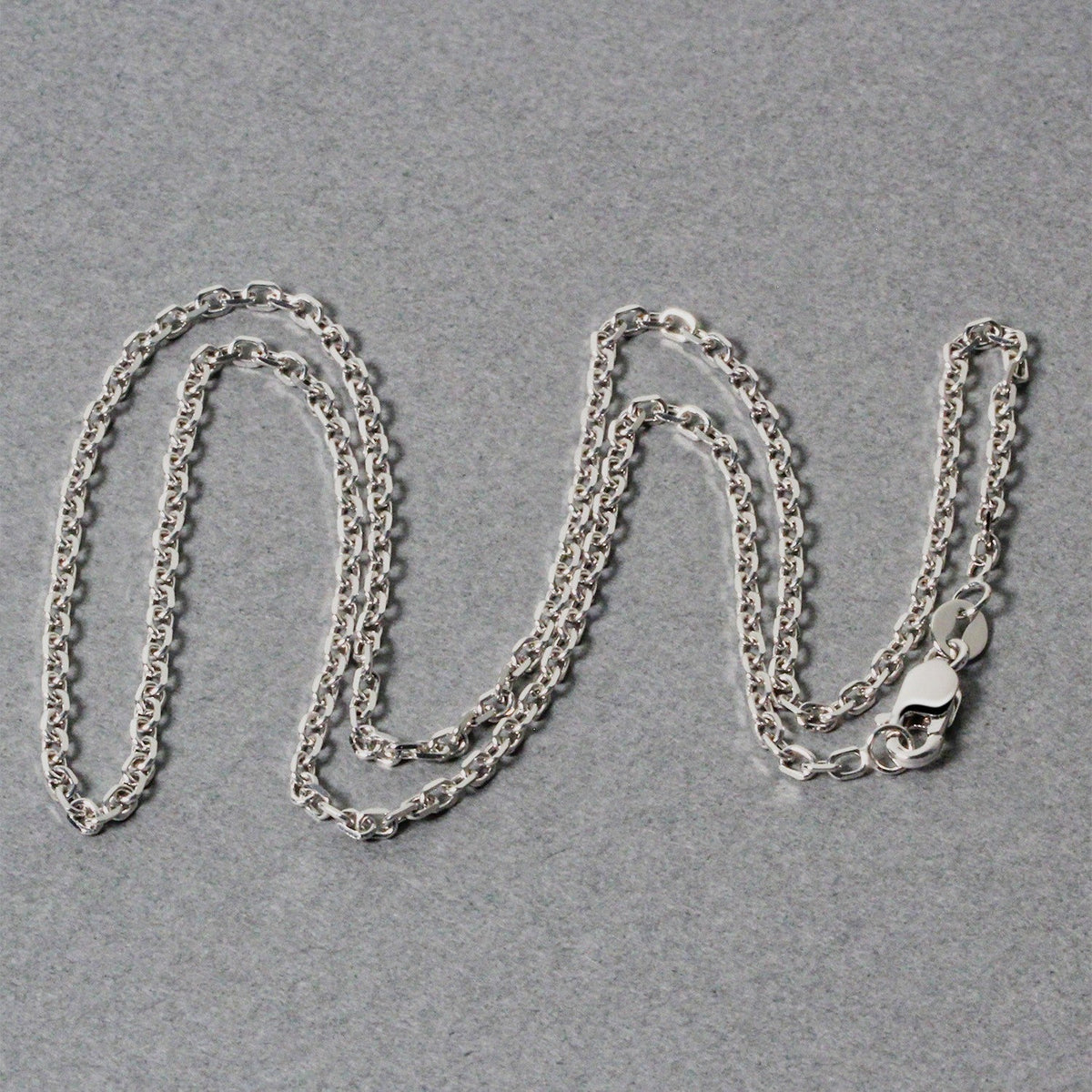 18K White Gold Diamond Cut Cable Link Chain
