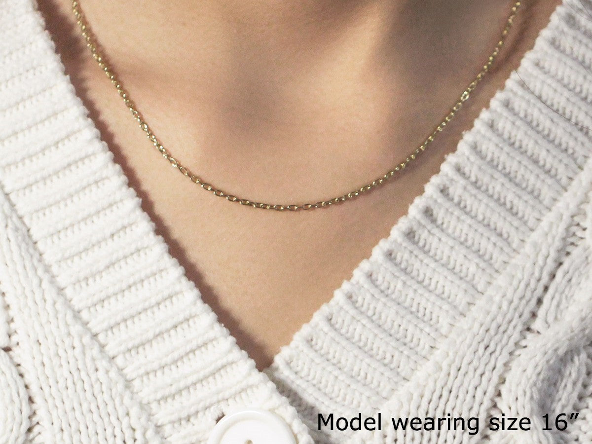 14K Yellow Gold Extendable Cable Chain Necklace