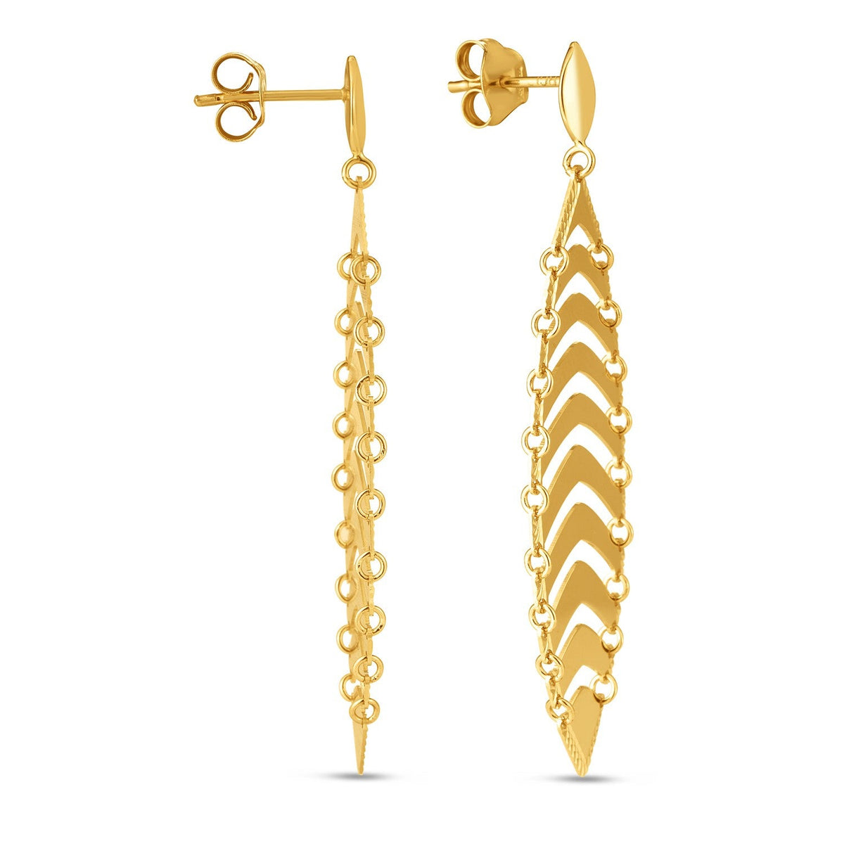 14K Yellow Gold Drop Leaf Earrings