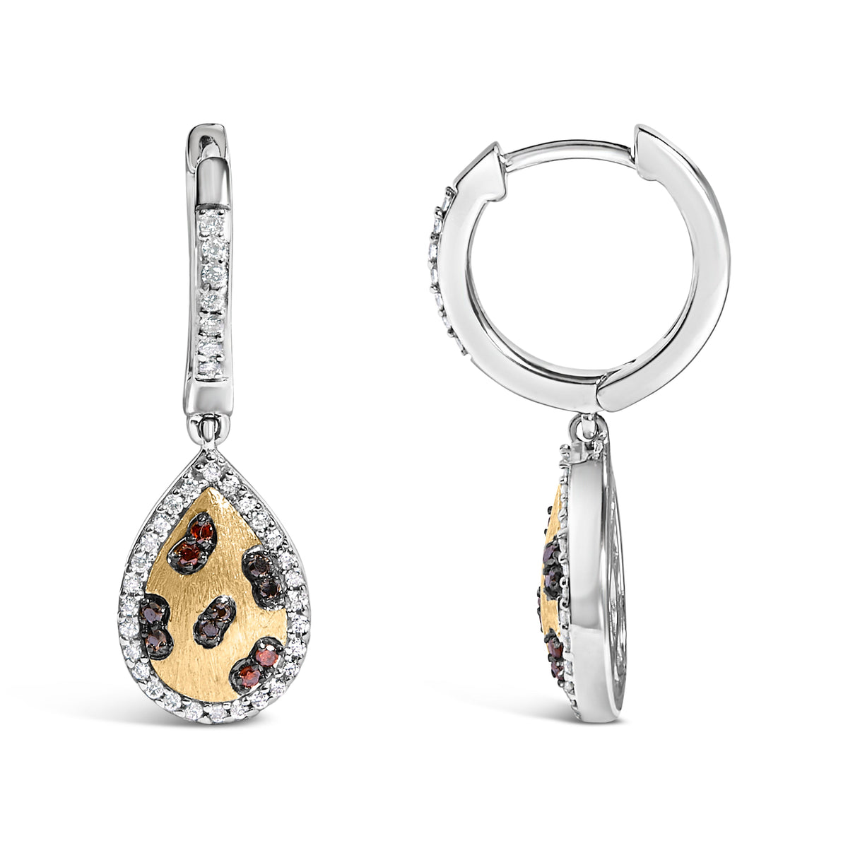 Multi-Color Diamond Pear Dangle Earrings