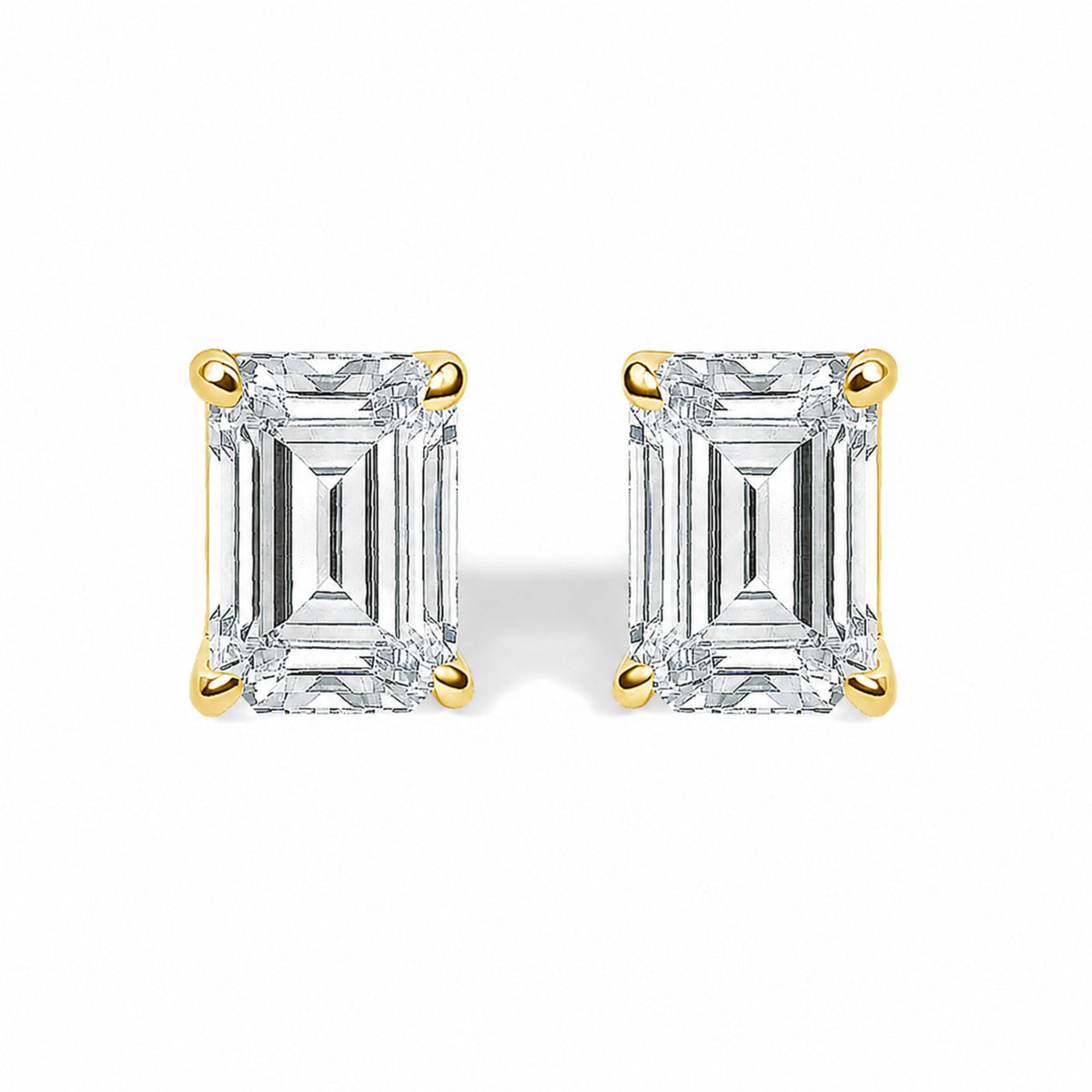 14K White Gold 1/2 Cttw Lab Grown Emerald Cut Diamond Solitaire Stud Earrings