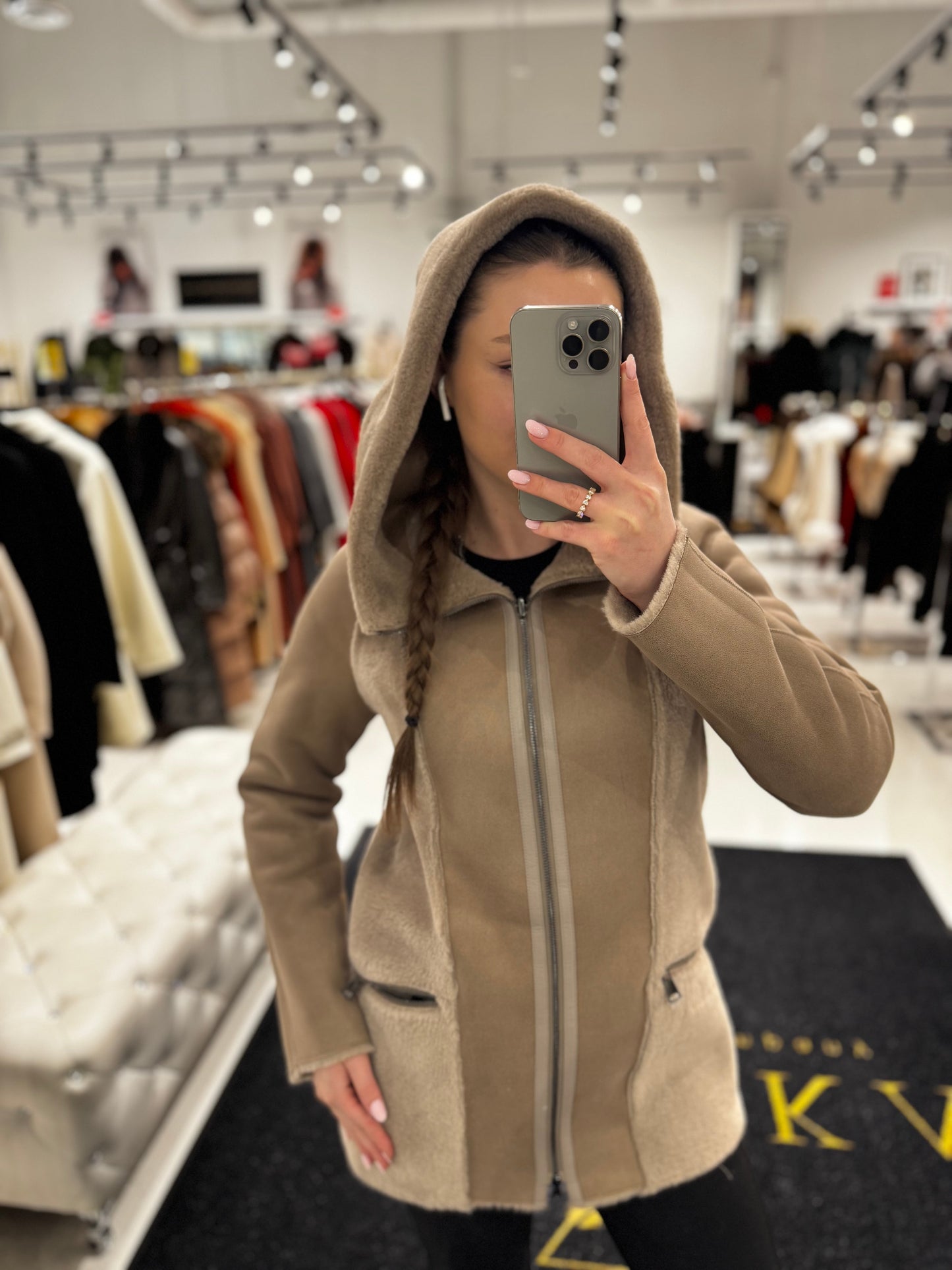 ⇆ Reversible Faux Fur–Suede Hooded Jacket