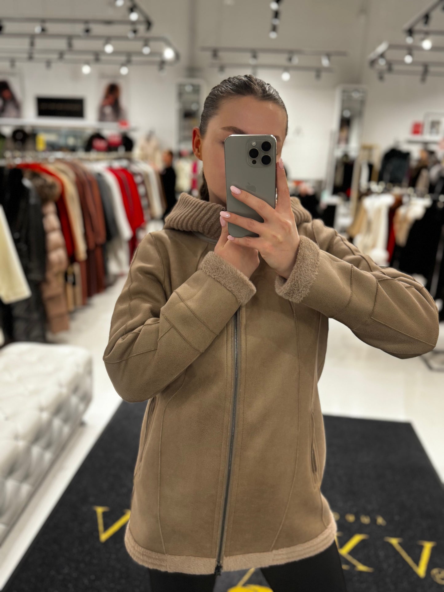 ⇆ Reversible Faux Fur & Suede Jacket with Hood