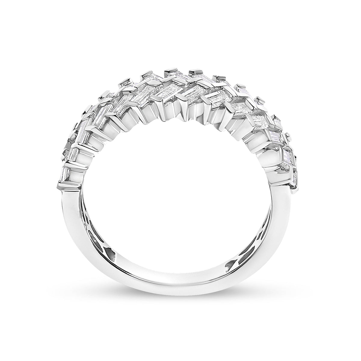 UndeniablyLuxe Fine Jewelry White Gold Baguette Diamond Weave Ring