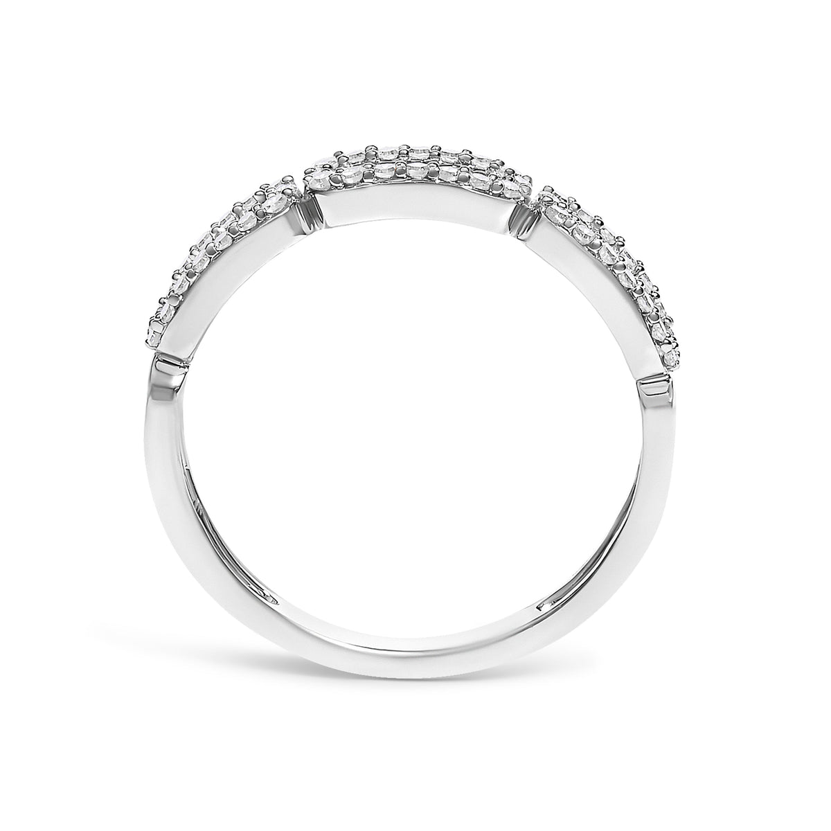 14K White Gold Diamond Paper Clip Ring