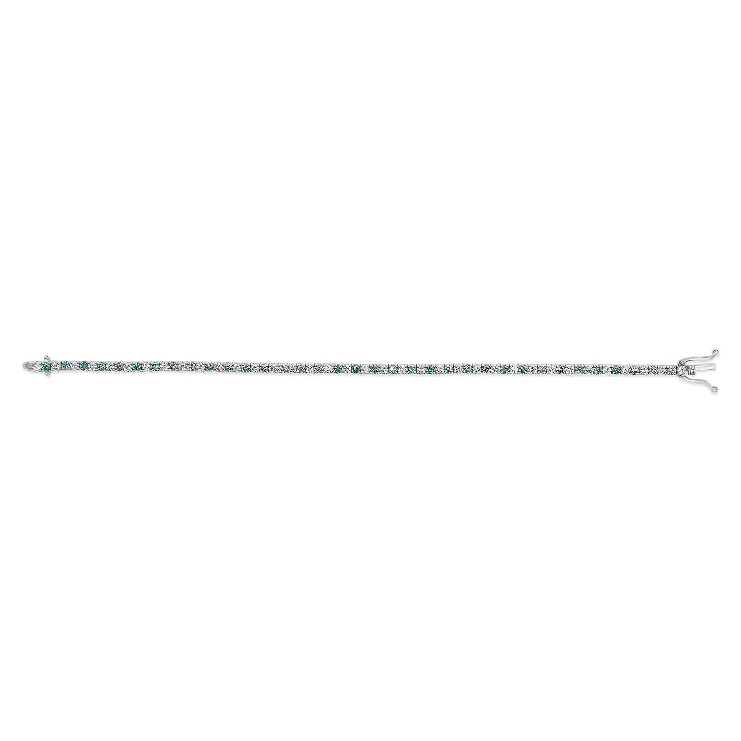 14K White Gold Alternating White and Blue Lab-Grown Diamond Tennis Bracelet