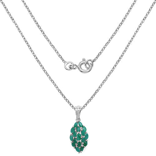 Sterling Silver Emerald Cluster Pendant