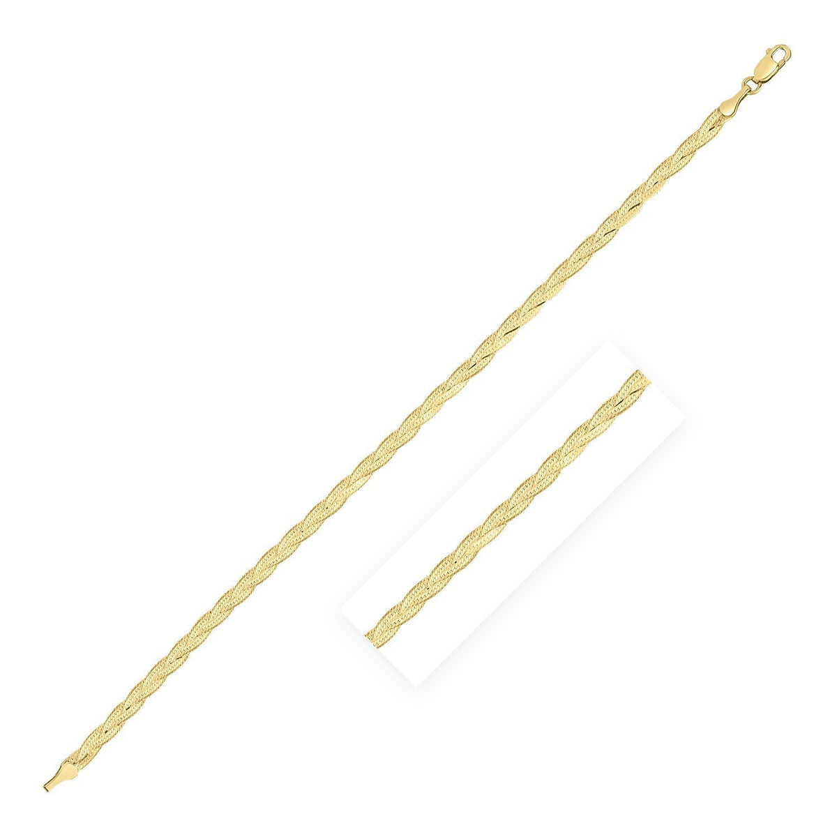 14K Yellow Gold Braided Herringbone Bracelet
