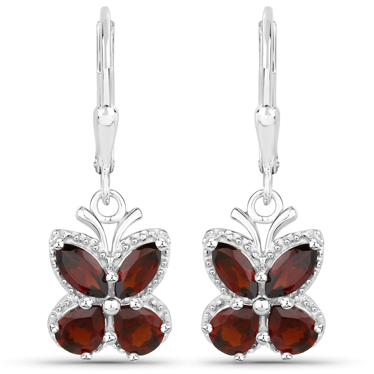 Garnet Sterling Silver Drop Earrings