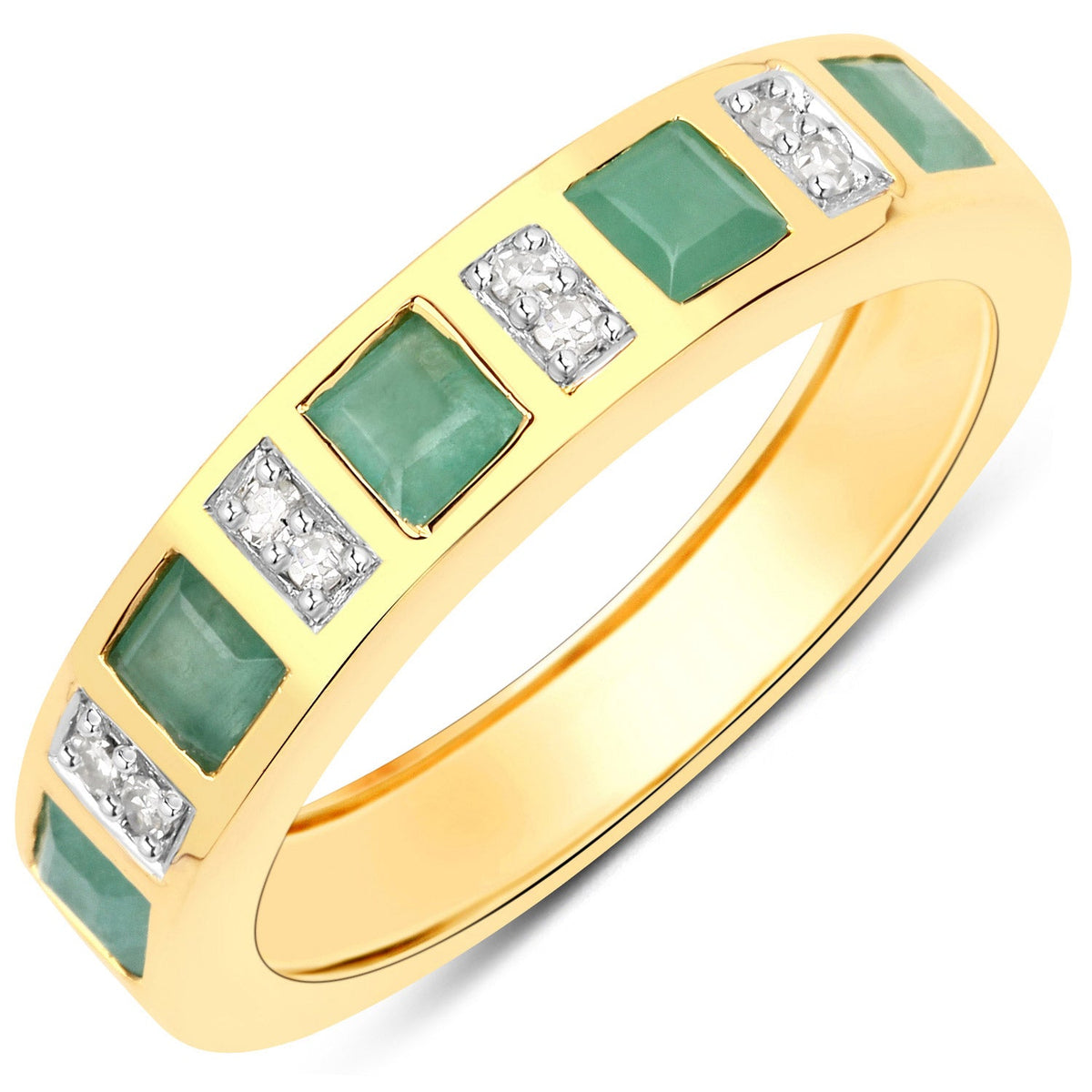 Sterling Silver Emerald and White Diamond Eternity Ring