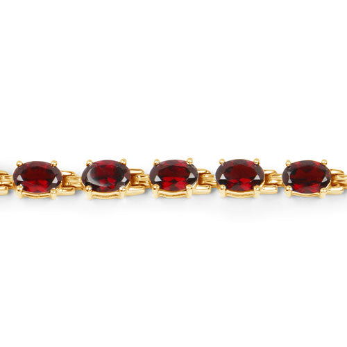 14K Yellow Gold Plated Sterling Silver Garnet Tennis Bracelet