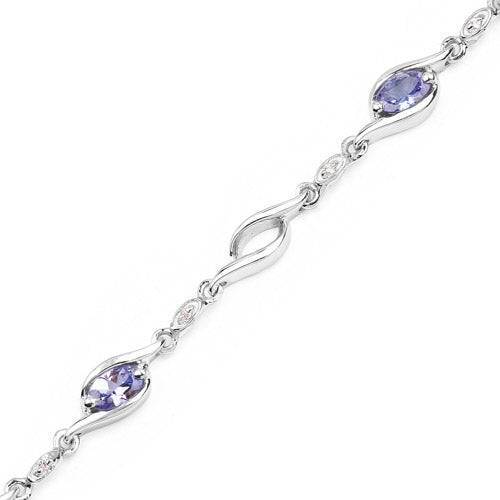 Sterling Silver Tanzanite and White Topaz Tennis Bracelet
