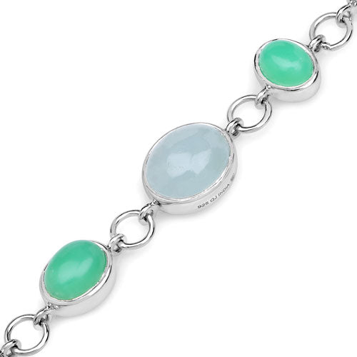 Sterling Silver Multi-Stone Oval Gemstone Bracelet