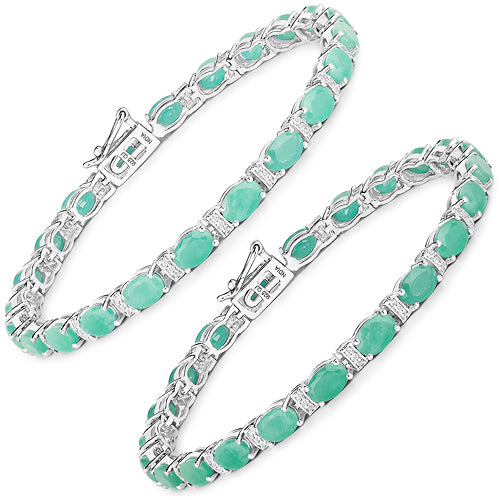 .925 Sterling Silver Emerald and White Topaz Bracelet