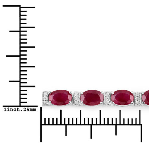 14K White Gold Ruby and Diamond Tennis Bracelet