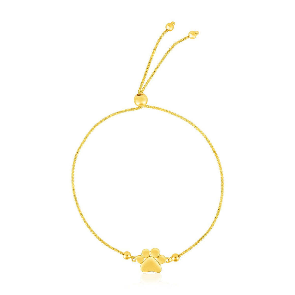 14K Yellow Gold Paw Print Bracelet
